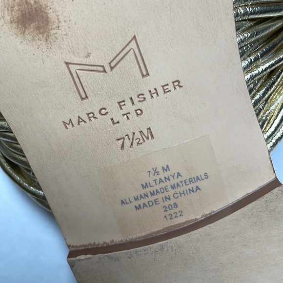 MARC FISHER LTD Tanya Gold Thong Slide Sandals Cushion Sole Flats Flip Flop 7.5 - Picture 7 of 12